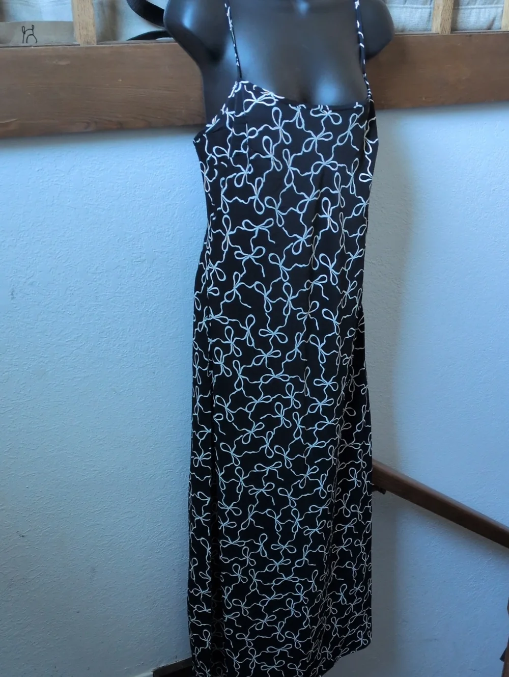 ✨ Nwt Abercrombie Slip Maxi Dress In White And Black Ribbon Size M
